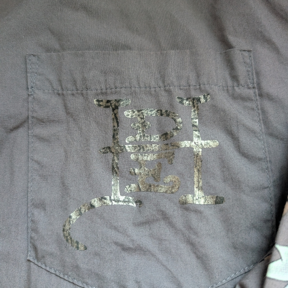 Vtg Ed Hardy Christian Audigier Floral Skull Kiss Of Death Men’s XL Grey - Picture 16 of 16